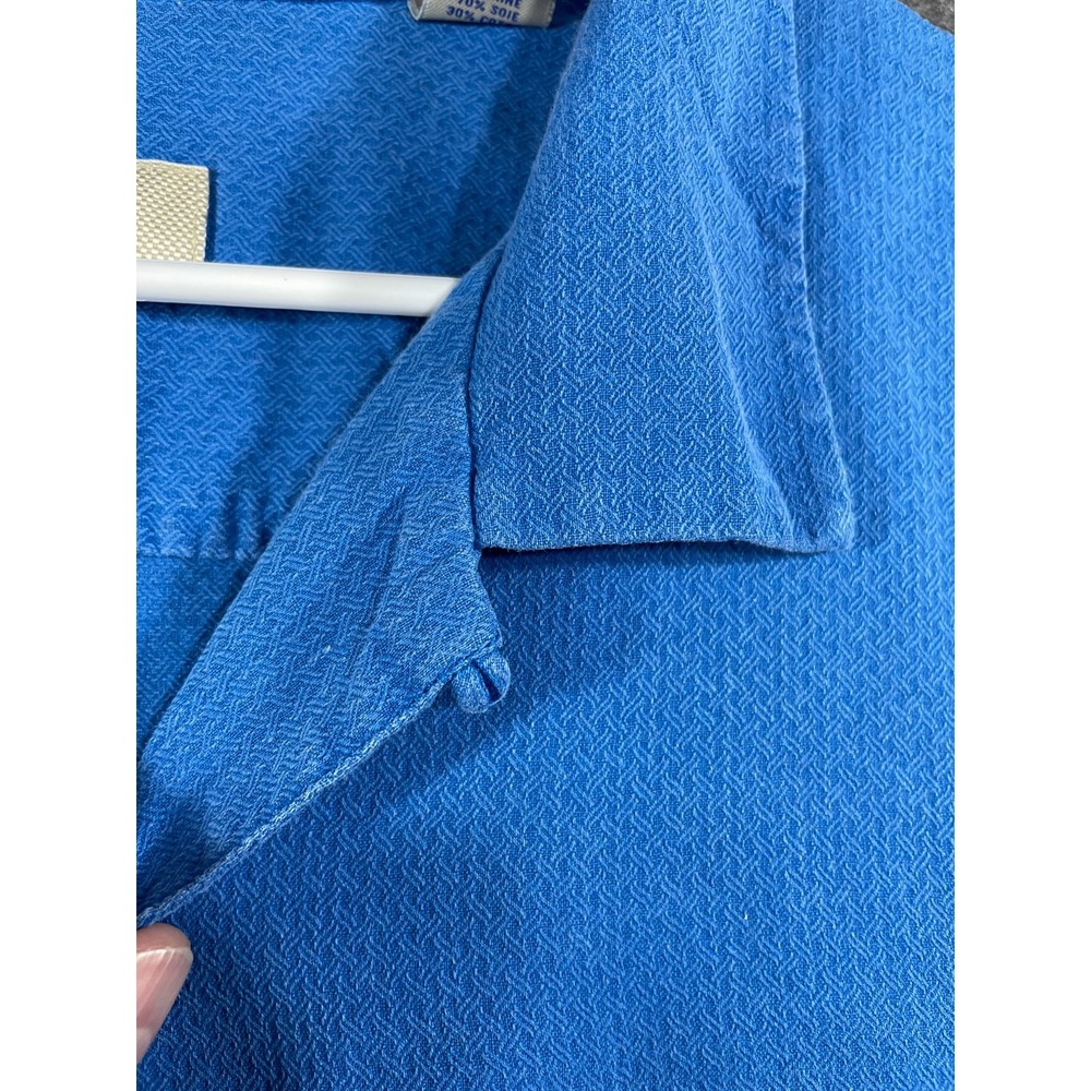 Tommy Bahama Camp Shirt Mens 3XL Silk Blend Blue Short Sleeve Button Up Beach - Picture 8 of 16
